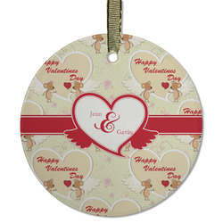 Mouse Love Flat Glass Ornament - Round w/ Couple's Names