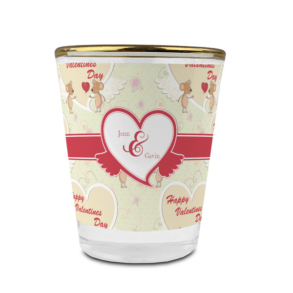 Mouse Love Glass Shot Glass - With gold rim - FRONT