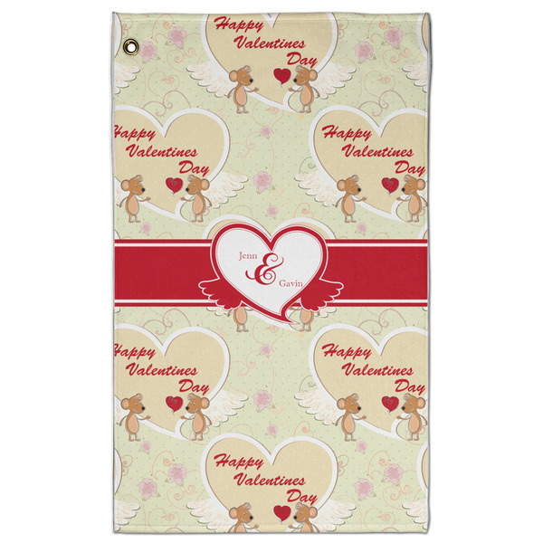 Custom Mouse Love Golf Towel - Poly-Cotton Blend - Large w/ Couple's Names