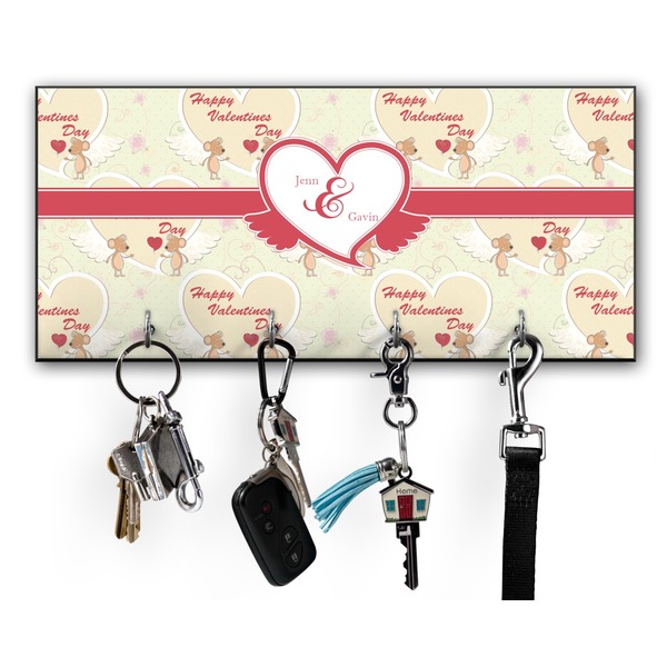 Custom Mouse Love Key Hanger w/ 4 Hooks w/ Couple's Names