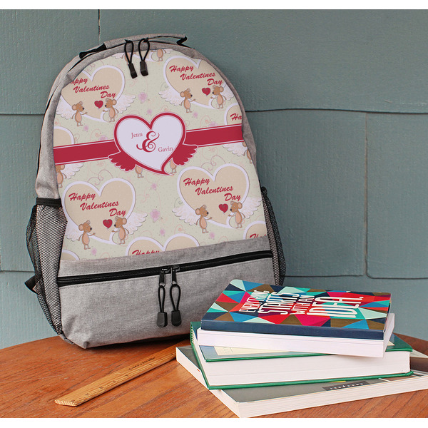 Mouse Love Large Backpack - Gray - On Desk