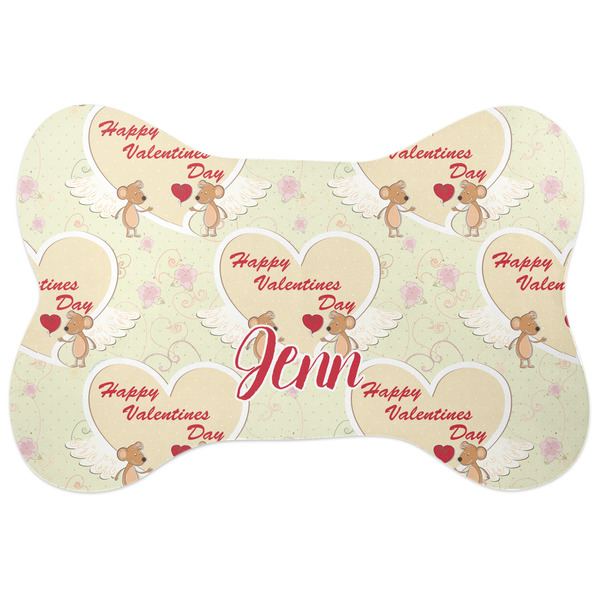 Custom Mouse Love Bone Shaped Dog Food Mat (Large) (Personalized)