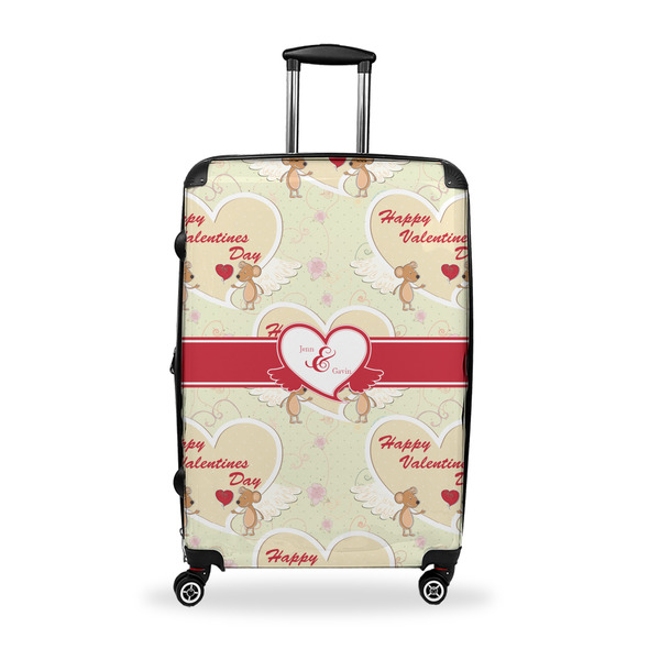 Custom Mouse Love Suitcase - 28" Large - Checked w/ Couple's Names