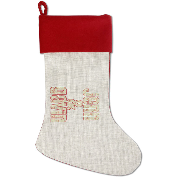 Custom Mouse Love Red Linen Stocking (Personalized)