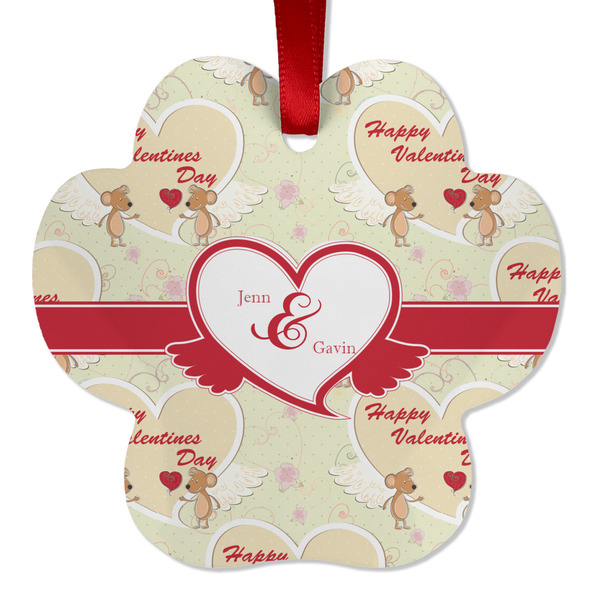 Custom Mouse Love Metal Paw Ornament - Double Sided w/ Couple's Names