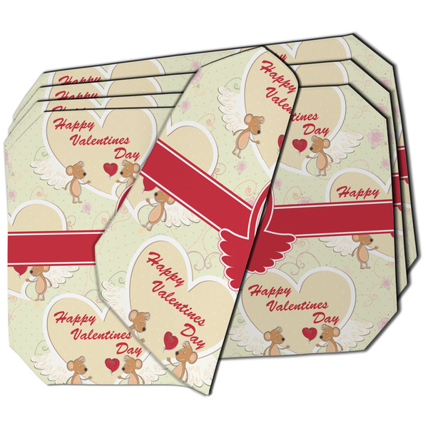 Custom Mouse Love Dining Table Mat - Octagon - Set of 4 (Double-SIded) w/ Couple's Names