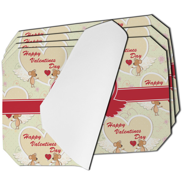 Custom Mouse Love Dining Table Mat - Octagon - Set of 4 (Single-Sided) w/ Couple's Names