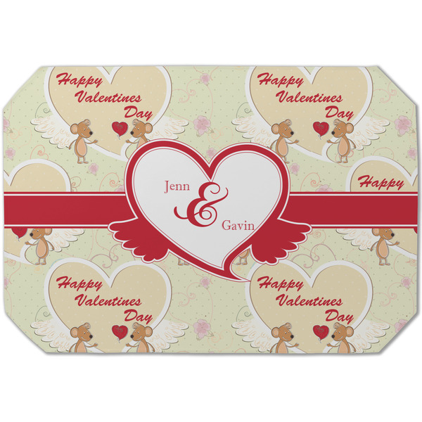 Custom Mouse Love Dining Table Mat - Octagon (Single-Sided) w/ Couple's Names