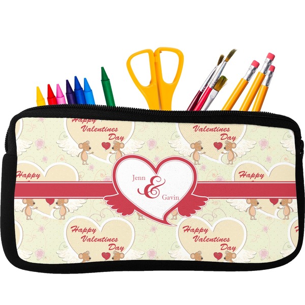 Custom Mouse Love Neoprene Pencil Case - Small w/ Couple's Names