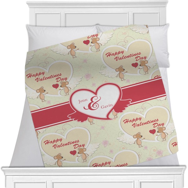 Custom Mouse Love Minky Blanket - Toddler / Throw - 60"x50" - Single Sided (Personalized)