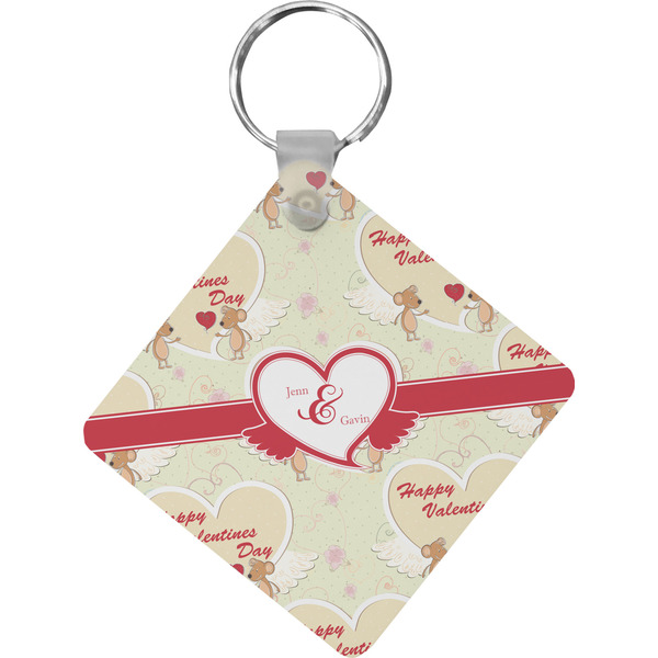 Custom Mouse Love Diamond Plastic Keychain w/ Couple's Names