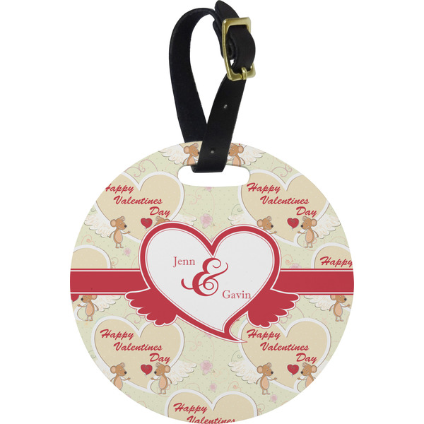 Custom Mouse Love Plastic Luggage Tag - Round (Personalized)