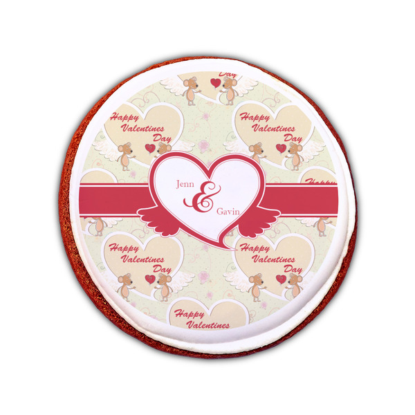 Mouse Love Printed Icing Circle - Small - On Cookie