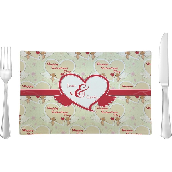 Custom Mouse Love Rectangular Glass Lunch / Dinner Plate - Single or Set (Personalized)