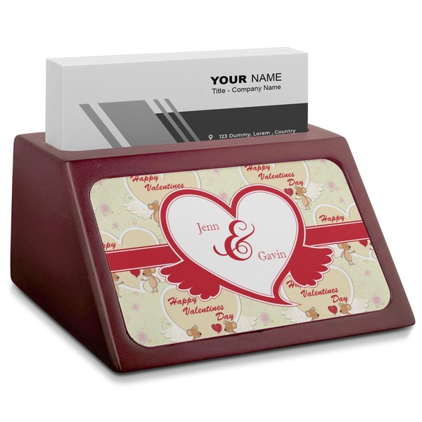Custom Mouse Love Red Mahogany Business Card Holder (Personalized)