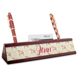 Mouse Love Red Mahogany Nameplate with Business Card Holder (Personalized)