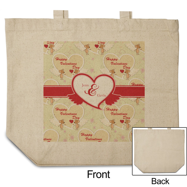 Mouse Love Reusable Cotton Grocery Bag - Front & Back View