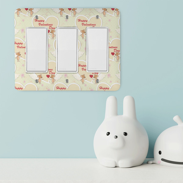 Mouse Love Rocker Light Switch Covers - Triple - IN CONTEXT