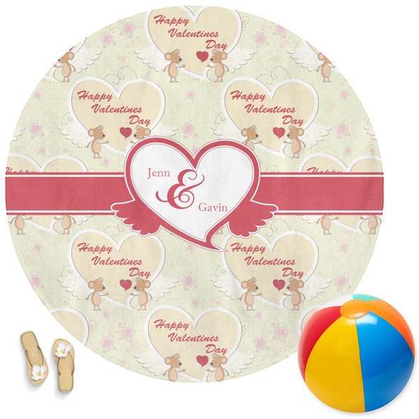 Custom Mouse Love Round Beach Towel (Personalized)
