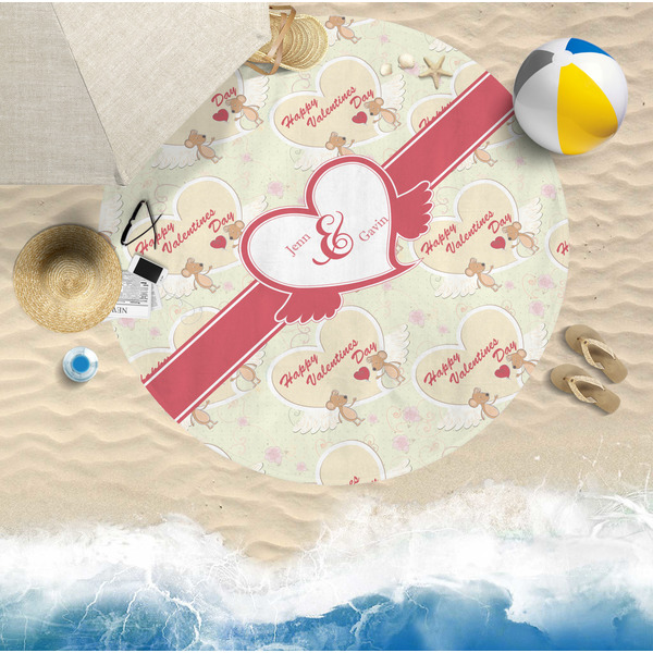 Mouse Love Round Beach Towel Lifestyle
