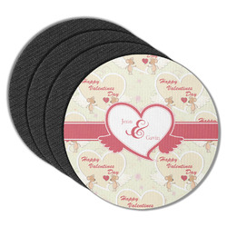 Mouse Love Round Rubber Backed Coasters - Set of 4 (Personalized)