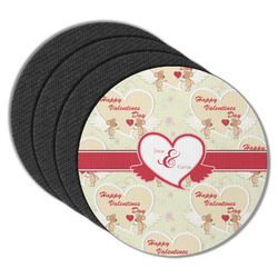 Mouse Love Round Rubber Backed Coasters - Set of 4 (Personalized)