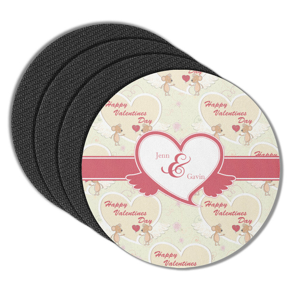 Custom Mouse Love Round Rubber Backed Coasters - Set of 4 (Personalized)