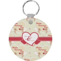 Mouse Love Round Plastic Keychain (Personalized)