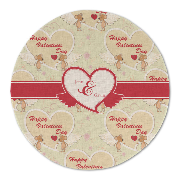 Custom Mouse Love Round Linen Placemat - Single Sided (Personalized)