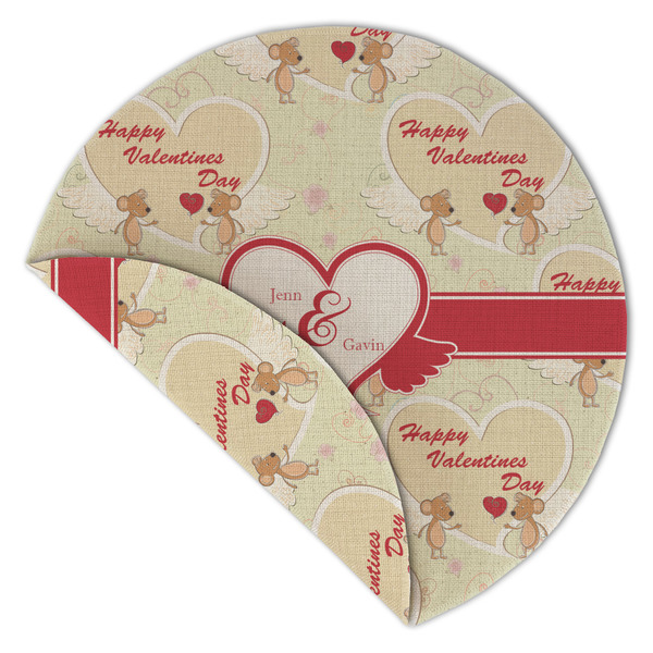 Mouse Love Round Linen Placemats - Front (folded corner double sided)