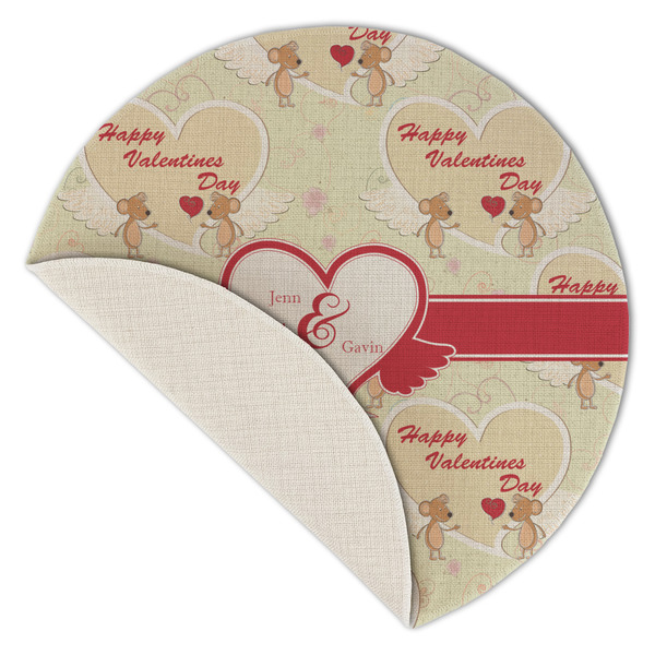 Mouse Love Round Linen Placemats - Front (folded corner single sided)