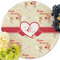 Mouse Love Round Linen Placemats - Front (w flowers)