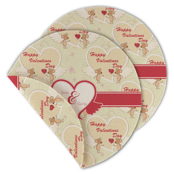 Custom Mouse Love Round Linen Placemat - Double Sided (Personalized)