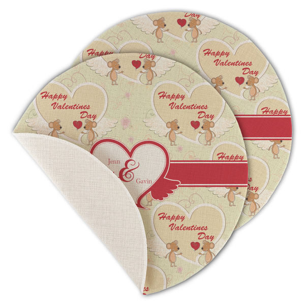 Custom Mouse Love Round Linen Placemat - Single Sided - Set of 4 (Personalized)