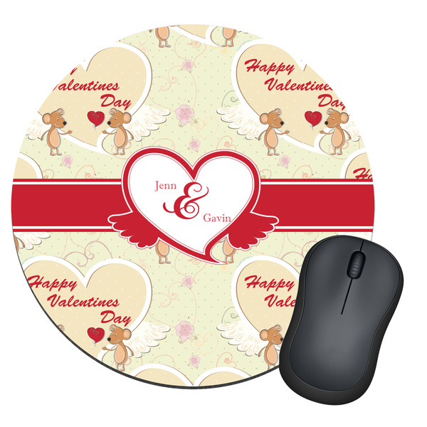 Custom Mouse Love Round Mouse Pad (Personalized)
