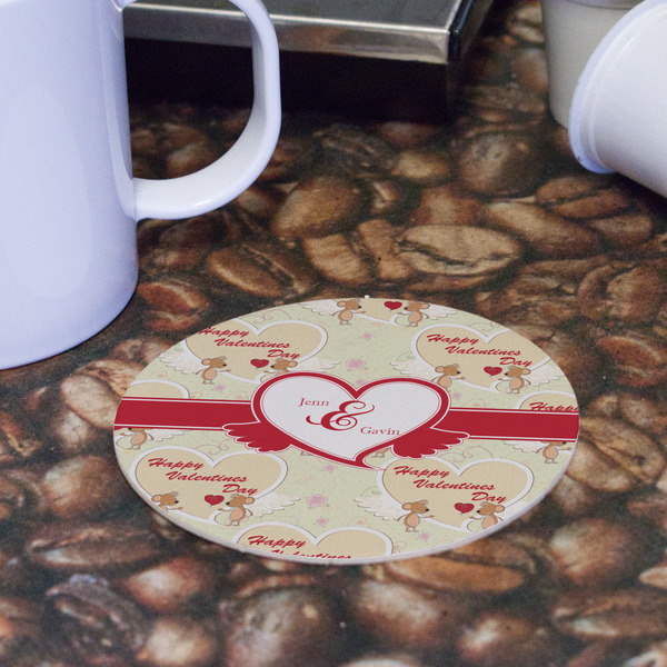 Mouse Love Round Paper Coaster - Front