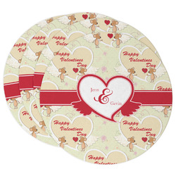 Mouse Love Round Paper Coasters w/ Couple's Names