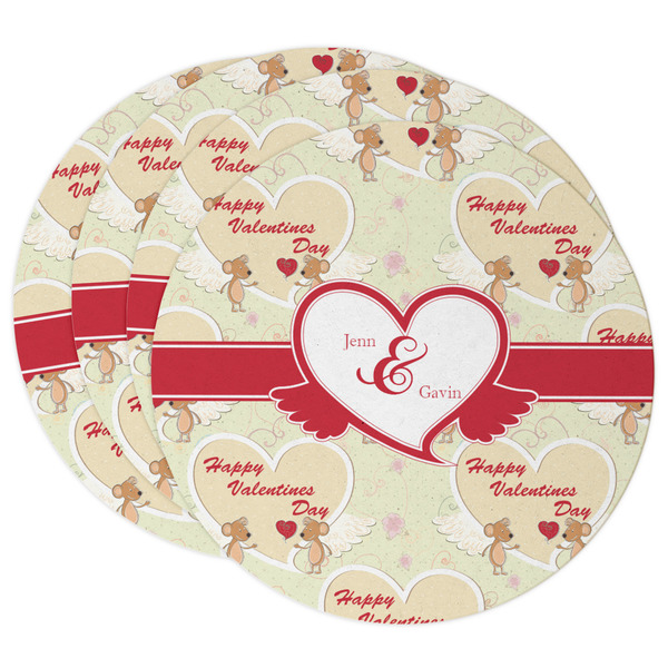 Custom Mouse Love Round Paper Coasters w/ Couple's Names