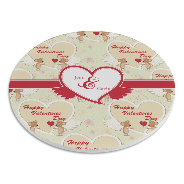 Mouse Love Round Stone Trivet - Angle View