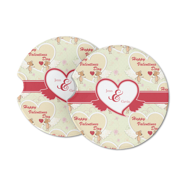 Custom Mouse Love Sandstone Car Coasters - Set of 2 (Personalized)