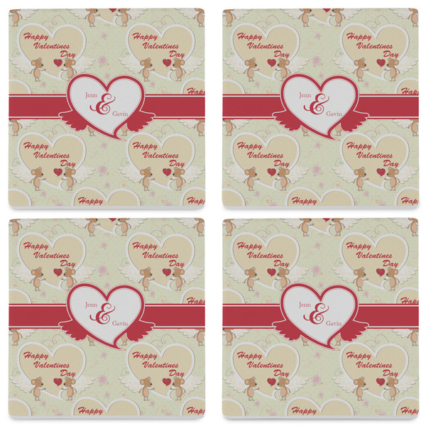 Mouse Love Set of 4 Sandstone Coasters - See All 4 View