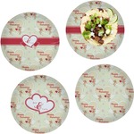 Mouse Love Set of 4 Glass Lunch / Dinner Plate 10" (Personalized)