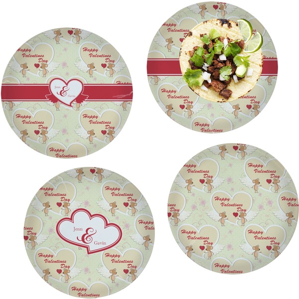 Custom Mouse Love Set of 4 Glass Lunch / Dinner Plate 10" (Personalized)