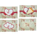 Mouse Love Set of 4 Glass Rectangular Appetizer / Dessert Plate (Personalized)