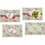 Mouse Love Set of 4 Glass Rectangular Lunch / Dinner Plate (Personalized)