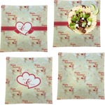 Mouse Love Set of 4 Glass Square Lunch / Dinner Plate 9.5" (Personalized)