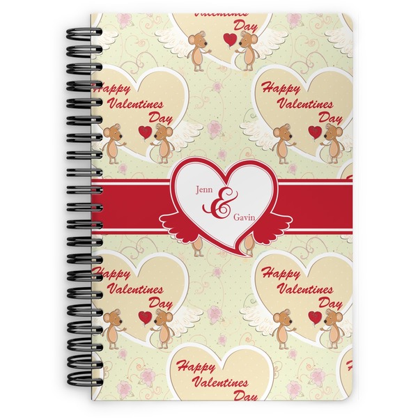 Custom Mouse Love Spiral Notebook - 7x10 w/ Couple's Names