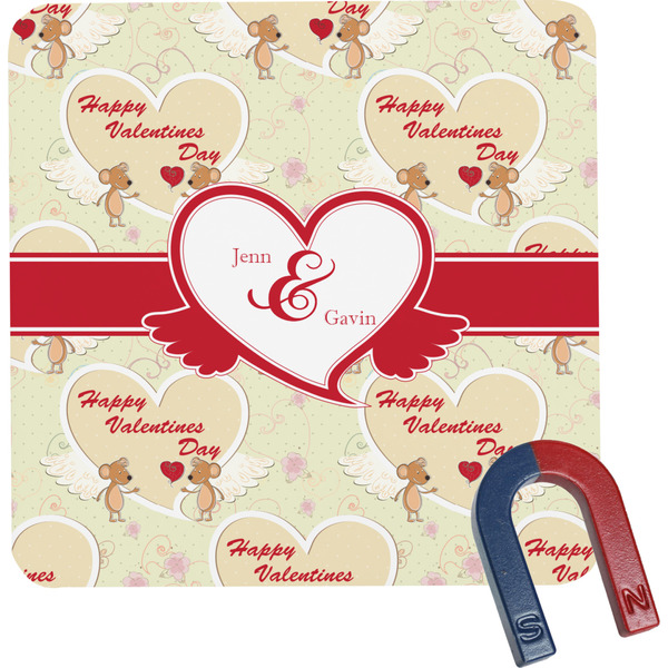 Custom Mouse Love Square Fridge Magnet (Personalized)