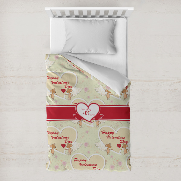 Custom Mouse Love Toddler Duvet Cover w/ Couple's Names