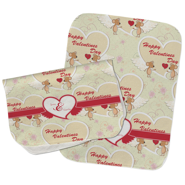 Mouse Love Two Rectangle Burp Cloths - Open & Folded